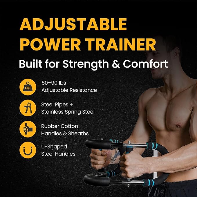Twister Arm Trainer for Men & Women – 60–90 lbs Resistance with Adjustable Hand Grip Strengthener – Upper Body Workout & Fitness Equipment – Includes Travel Bag