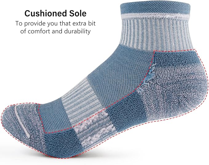 Gonii Ankle Socks Womens Athletic Thick Cushioned Running Hiking Low Cut 5-Pairs