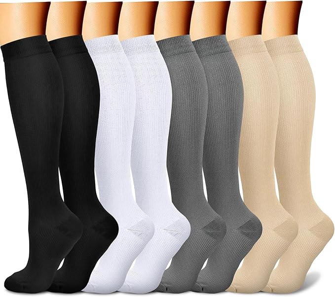CHARMKING Compression Socks for Women & Men Circulation (8 Pairs) 15-20 mmHg is Best Support for Athletic Running,Hiking