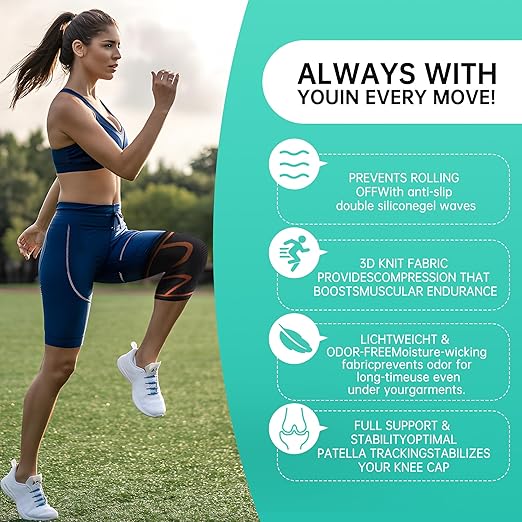 Compression Knee Brace for Women & Men, 2-Pack Knee Brace for Sports, Running, Weightlifting, Arthritis, Meniscus Tear, ACL, Hiking, Recovery Support & Fitness(Black,X-Large)