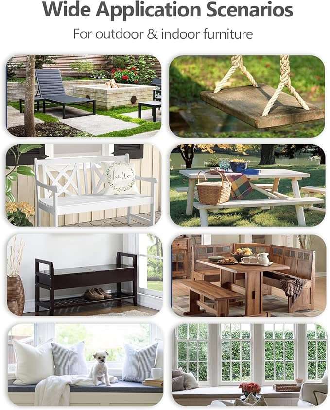 32x16x2 Outdoor Bench Cushion, Strengthen Waterproof Seat Cushions, High-Density Bench Pad with Anti-Slip Bottom, Outdoor Cushion for Patio Garden Swing Furniture - Grey