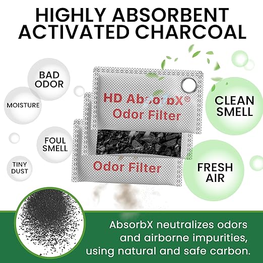 iTouchless AbsorbX High-Density Charcoal Air Purifying Bags 3-Pack – Bamboo Activated Charcoal Odor Eliminators for Home, Car, Closet, Pet Areas – Fragrance-Free, Long-Lasting Freshness
