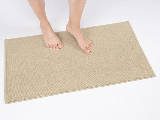 Cotton Paradise 100% Cotton Non Slip Bath Mats for Bathroom, 20x34 inch Soft Absorbent Quick Dry Machine Washable Floor Bath Mat, Beige Bath Rug