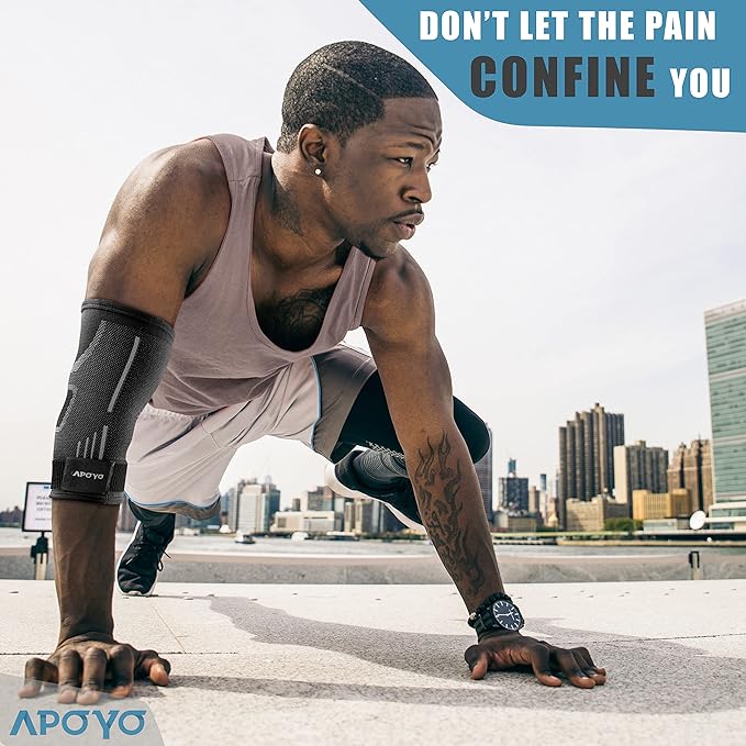 APOYO Elbow Brace for Tendonitis and Tennis Elbow, Compression Sleeve for Arthritis, Workouts, Reduce Joint Pain During Fitness Activity (Small)