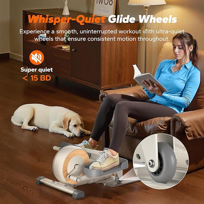 Sitting Under Desk Elliptical Machine, Leg Exerciser While Sitting for Seniors, Seated Pedal Exerciser, Quiet & Portable Pedal Exerciser with 8 Resistance Levels, Work from Home Fitness