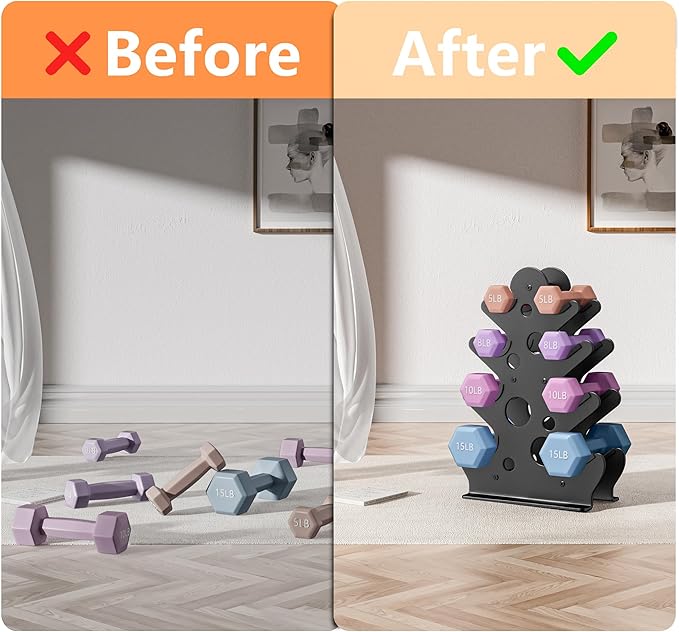 Dumbbell Rack Stand Only(Dumbbells Not Included) - Dumbbell Storage Rack with/without Wheels, Space Saver for Home Gym.