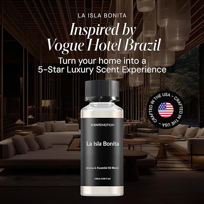 La Isla Bonita Diffuser Oil, Opulent Resort-Style Aroma | Essential Oils Blend for Ultrasonic & Waterless Diffusers,  Fragrance for Home| White Mimosa, Oud & Teak | 4.05 fl oz, 120 mL