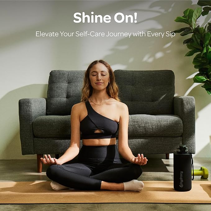 Hydracy Water Bottle with Time Marker -Large BPA Free Water Bottle & No Sweat Sleeve -Leak Proof Gym Bottle with Fruit Infuser Strainer & Times to Drink -Ideal for Fitness Sports & Outdoors