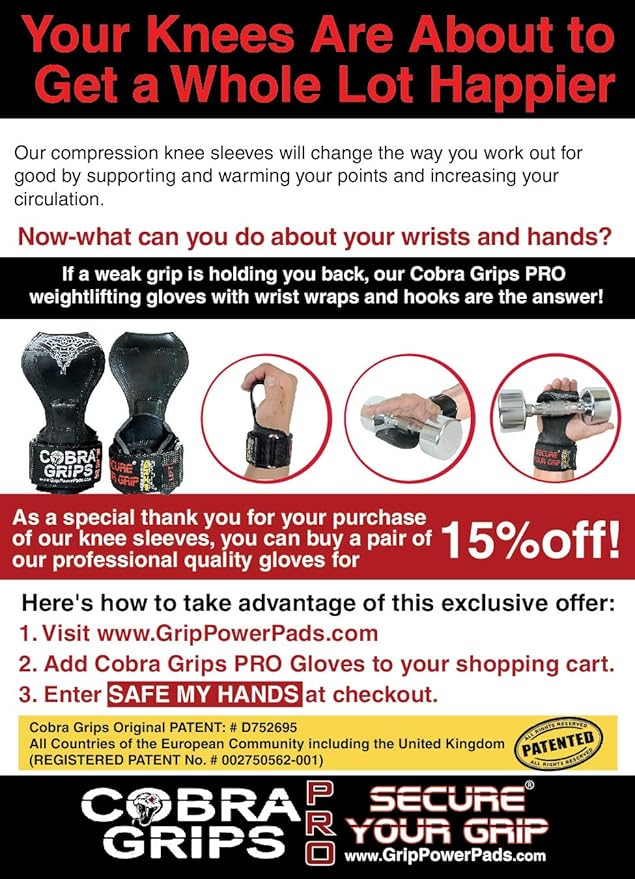 Cobra Grips PRO Weight Lifting Gloves Heavy Duty Straps Alternative Power Lifting Hooks for Deadlifts Adjustable Neoprene Padded Wrist Support Bodybuilding