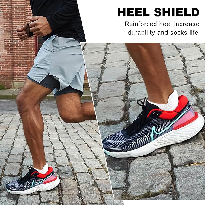 Gonii Men's Running Athletic Ankle Socks - Thick Cushioned Low Cut Socks (5 Pairs)