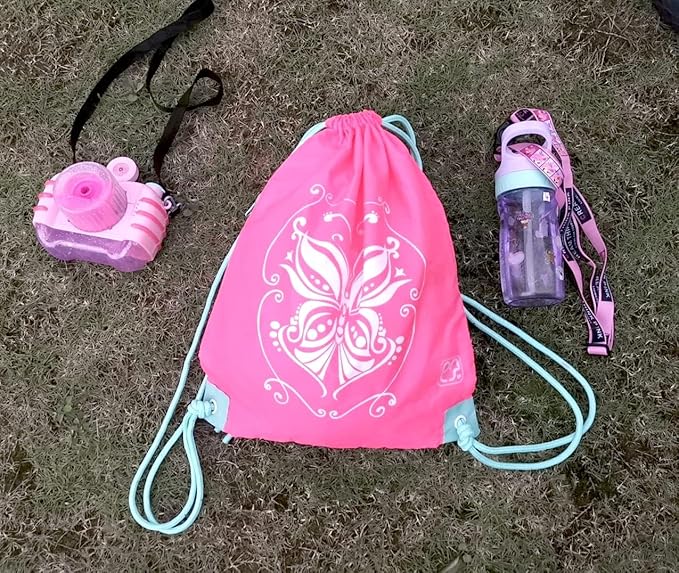 Girls Drawstring Backpack,Sport Gym Cinch Bag for Kids (flaming)