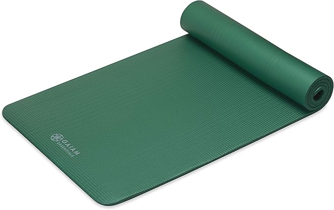 Gaiam Essentials Thick and Thin Yoga Mat Fitness & Exercise Mat with Easy-Cinch Carrier Strap