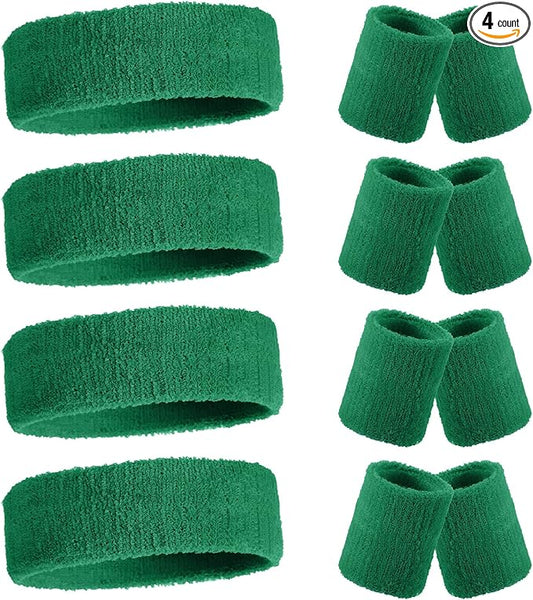 Civaner 12 Pcs 80s 90s Sweatbands Neon Headbands Wristbands for Men Women Party Sports Cotton Headbands Terry Cloth Athletic Sweat Bands for Tennis Football Gym Workingout Accessories