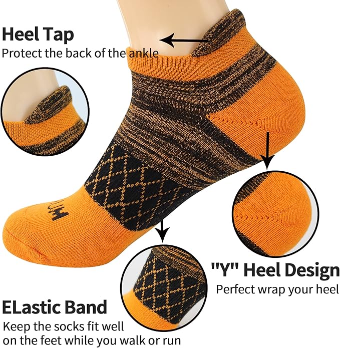 BIOAUM Cushioned Men's Ankle Socks, 6 Pairs Cotton Athletic Sport Breathable Low Cut Socks for Running Size 8-9.5/10-13/12-14