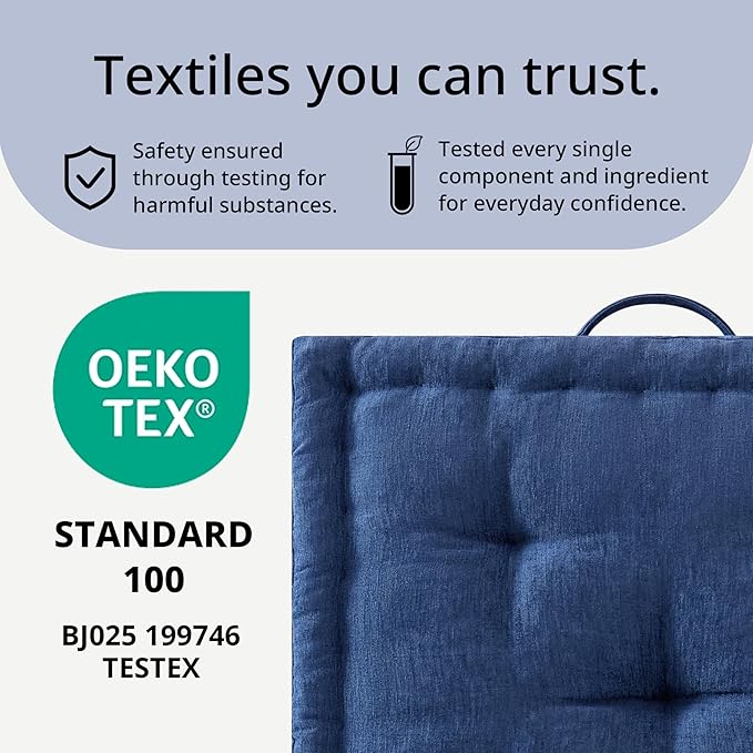 Intelligent Design Azza Large Cushion/Pouf, 24" W x 24" L x 5" H, Square Navy with Handle