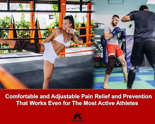 Knee Brace Compression Sleeve with Strap for Best Support & Pain Relief for Meniscus Tear, Arthritis, Running, Basketball, MCL, Jogging, Post Surgery Recovery for Men & Women, M