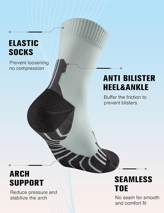 Compression Crew Running Socks: Athletic Socks for Men Women with Cushion,3 Pairs Work Hiking Basketball Sport Socks