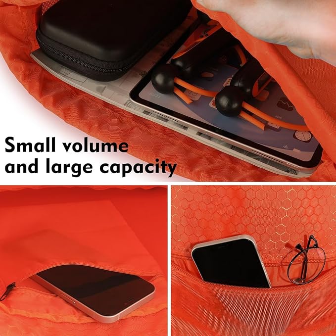 GAENMESH Drawstring Backpack Bag for Sports Lightweight Foldable Gym Bag with Sturdy Draw Cord Shoulder Strap Hiking Travel Camping