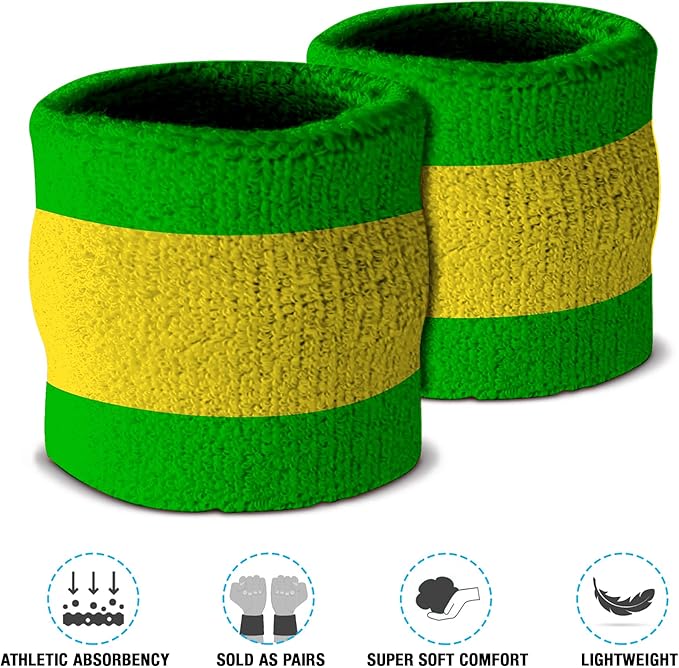 Suddora Striped Sweatband Set, Moisture Wicking 2 Wristbands and 1 Headband, Breathable Athletic Sweat Bands for Sports, Costumes & Cosplay, Matching Bands to Wear with Jersey