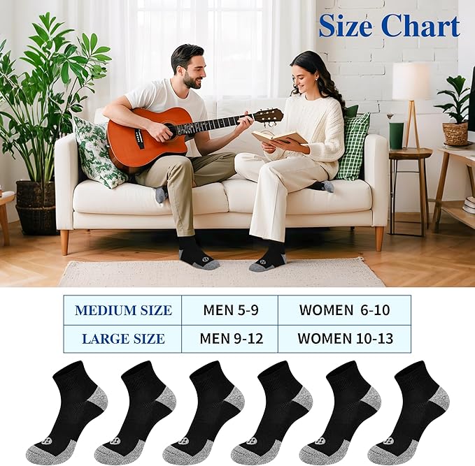 Diabetic Socks for Men,6 Pairs Ankle Mens Diabetic Socks,Diabetic Neuropathy Socks for Men 9-12