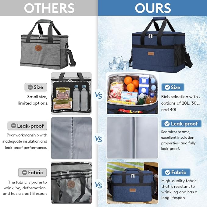 Lifewit Cooler Bag 30/50/60 Cans Collapsible and Insulated Large Lunch Bag Leakproof Soft Cooler Portable Tote for Camping/BBQ/Family Outdoor Activities