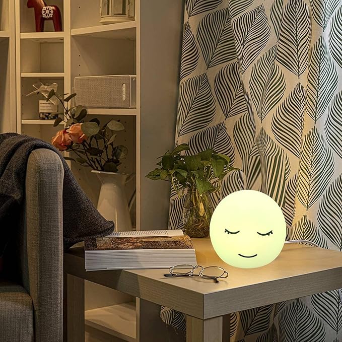 Breathing lamp Guided Visual Meditation Tool for Mindfulness, Slow Your Breathing & Calm Your Mind for Stress & Anxiety Relief, 3 Color and 478 Seconds Breathing Mode Silicone Cute Smiley face lamp