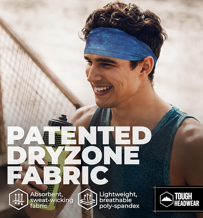 Tough Headwear Sport Headbands for Men - Workout Headbands for Women - Running Headband -Tennis Athletic Sweatband
