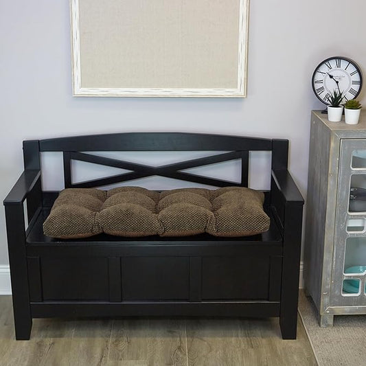 Klear Vu Corner Nook or Piano Seat Omega Non-Slip Tufted Bench Cushion for Indoor Furniture, Entryway Storage, Bay Window, 33 Inches, 21 Dark Brown