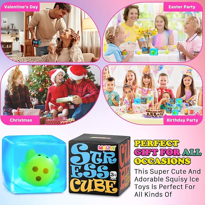 Squishy Stress Cube Fidget Toys Adults - Glow in The Dark Crab Sensory Toys for Kids with Autism Stress Balls for Kids Squeeze Toys for Anxiety Stress Relief Gifts
