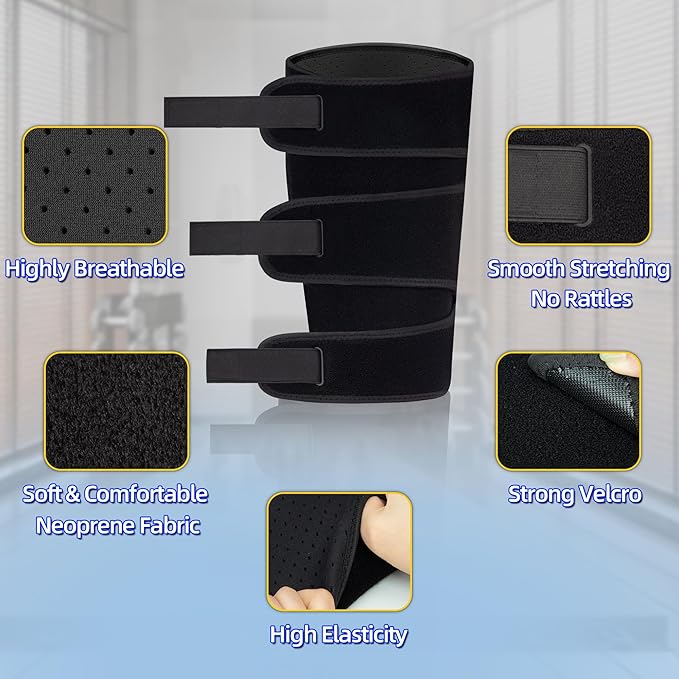 Hiball Adjustable Calf Brace for Men Women, Lower Leg Compression Wrap, Calf Compression Sleeve with Six Nylon Buckle Pressure Strips, Shin Splint & Calf Support for Torn Calf Muscle, Varicose Veins