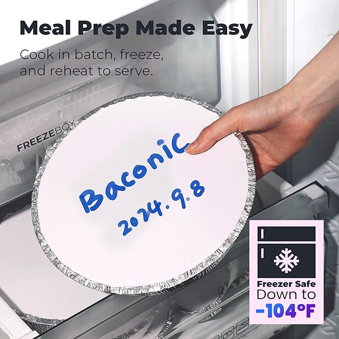 Fit Meal Prep 45 Pack 9” Round Aluminum Foil Pans with Lids, Pie Tins Disposable 9 inch with Lids, Take Out Containers, Freezer Oven Safe Aluminum Baking Pans for Storing, Cooking, Storage, Reheating