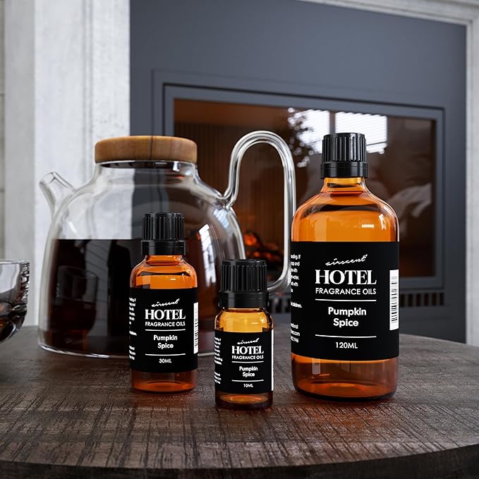 AirScent Pumpkin Spice Diffuser Oil - Pumpkin Spice Essential Oil Blend for Ultrasonic and Waterless Diffusers and Crafting - 30 mL, 1 fl oz Glass Dropper Bottle - Fall Scents