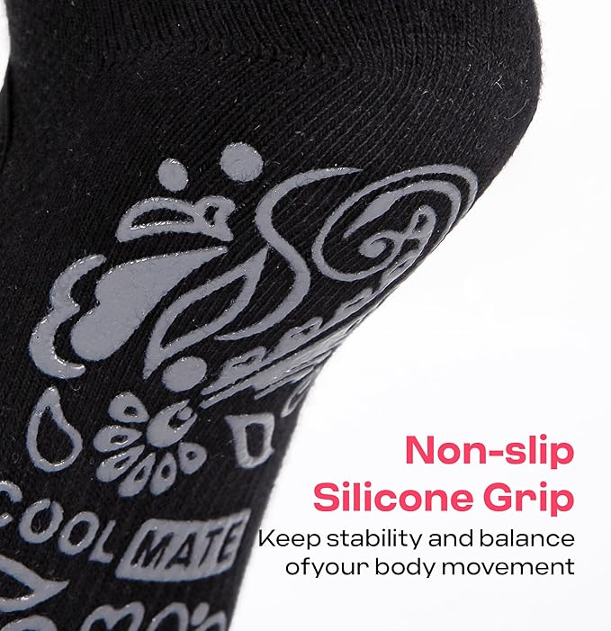 CoolMate Pilates Socks with Grips for Women, Yoga Socks, Crew Non Slip Women for Workout, Barre, Pilates Gifts