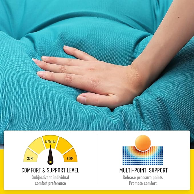 SUNROX LokGrip Non Slip Tufted Memory Foam Bench Cushion, FadeShield Water Resistant Durable Thicken Outdoor/Indoor Bench Seat Pads 48x16x4 inch, Turquoise