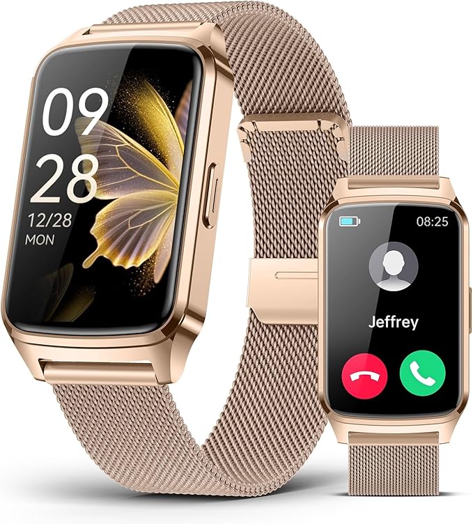 Fitness Tracker Watch for Women Men, Step Counter Work For iPhone and Android, IP68 Waterproof, Activity Track with Calorie, Sleep Monitor, 110+ Sports Modes Pedometer Smart Smartwatch (Gold, 1.57)