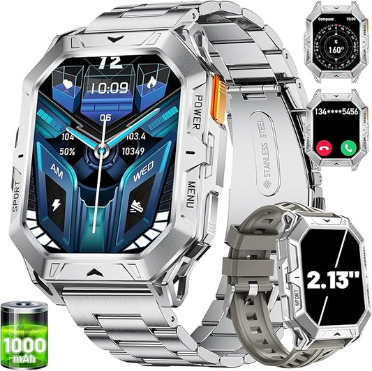 LIGE Smart Watch for Men with Make/Answer Call, 2.13"AMOLED Screen Fitness Watches for Men with 1000mAh Battery, 5ATM Swimproof Smartwatch, 110 Sports Modes Fitness Tracker, Heart Rate/Sleep Tracking