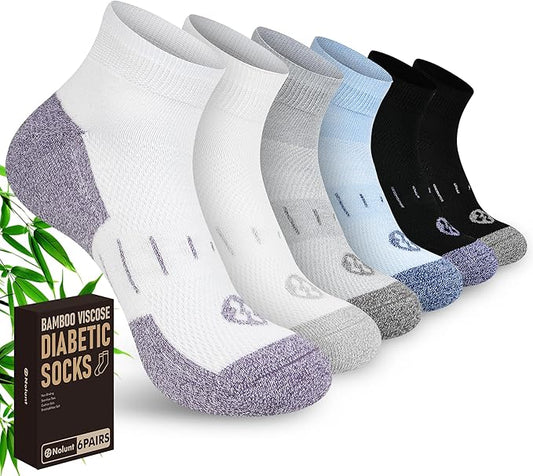 Diabetic Socks for Men,6 Pairs Ankle Mens Diabetic Socks,Diabetic Neuropathy Socks for Men 9-12