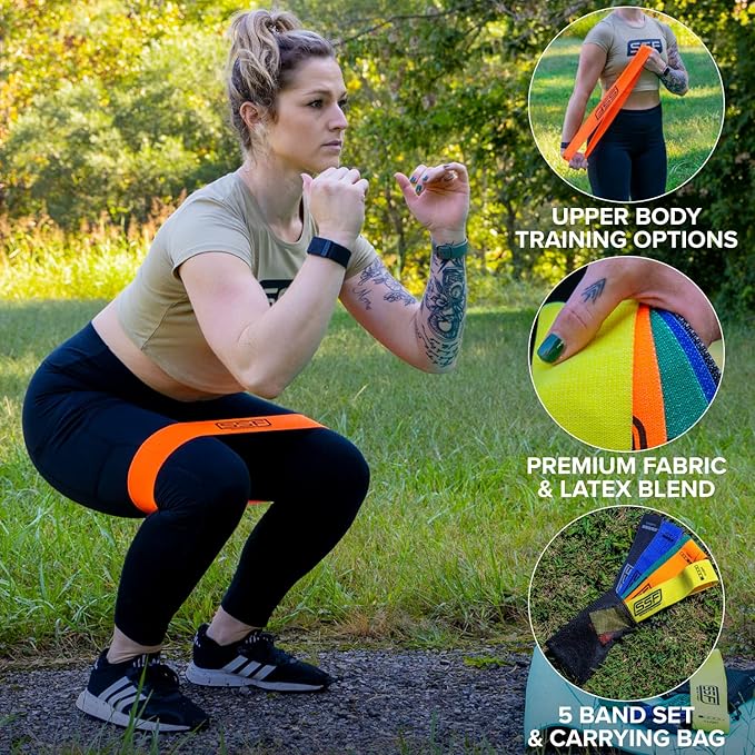 Serious Steel Fitness Fabric Mini Loop Non-Slip Resistance Band Set | Warm-Up, Physical Therapy, Glute Training, Speed and Agility Exercise Bands