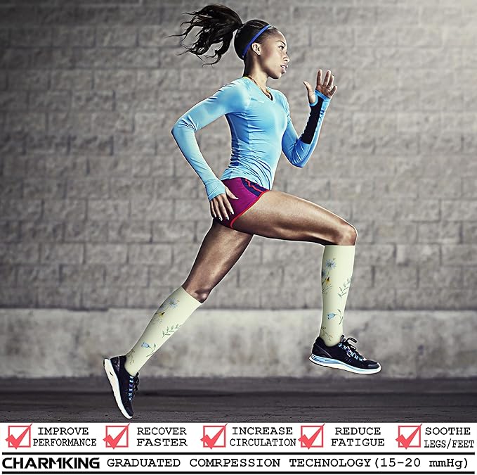 CHARMKING Compression Socks for Women & Men Circulation (8 Pairs) 15-20 mmHg is Best Support for Athletic Running,Hiking