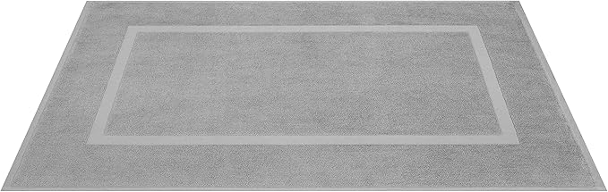 Cotton Paradise 100% Cotton Bath Mats for Bathroom Floor Set of 2 Pack, 20x34 Soft Absorbent Washable Quick Dry Tub Bathmat, Light Gray Towel Bath Mat
