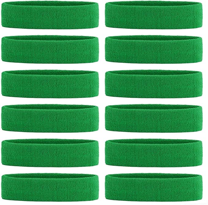 ONUPGO Sweatband Headbands for Men & Women -12PCS Sports Headbands Moisture Wicking Athletic Cotton Terry Cloth Headband for Tennis,Basketball,Football,Gym,Working Out