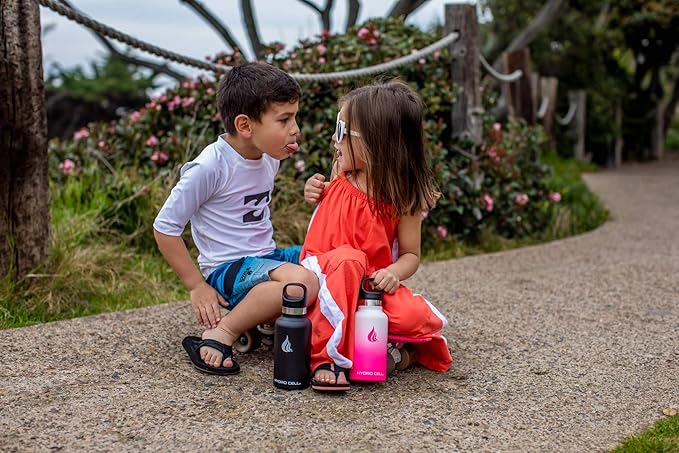 HYDRO CELL Stainless Steel Water Bottle with Straw & 2 Standard Mouth Lids (32oz 24oz 20oz 16oz) Keeps Liquids Hot or Cold w/Double Wall Vacuum Insulated Leak Proof Sport Design (Black 16oz)