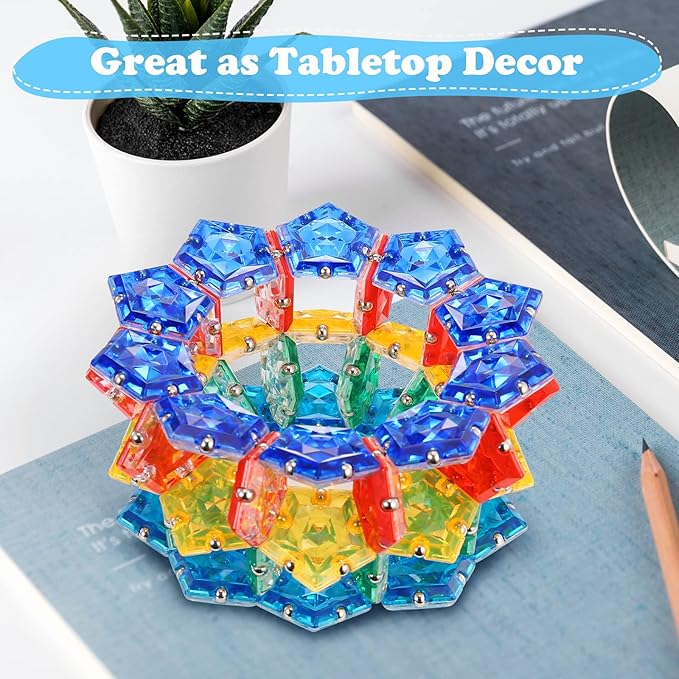 RoomyRoc Magnetic Fidget Sphere Magnets Balls - Crystal Diamond Blue - Magnet Fidgets Toy - 12 Piece Set - Creativity Beyond Imagination, Inspirational, Recreational, Desk Toys for Adults