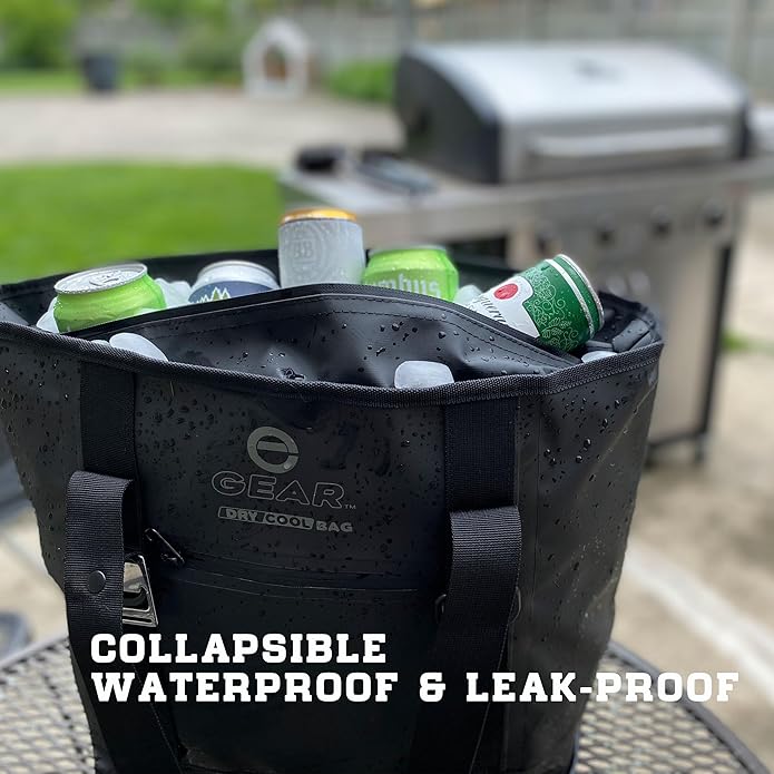 Dry Bag Cooler Tote – Collapsible, Waterproof and Leak-Proof Soft Sided Cooler Bag - Pool, Beach - 20 or 36 Cans