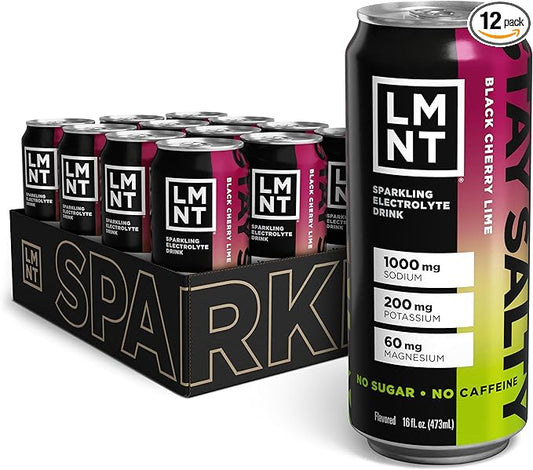 Drink LMNT Sparkling Electrolyte Drink - Black Cherry Lime | 12-Count