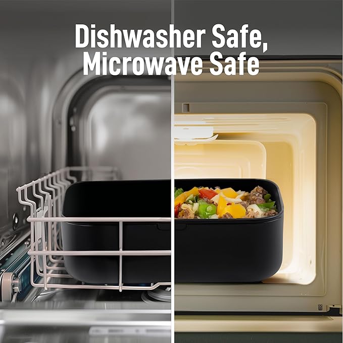 Double Premium Bento Box Adult, 67 fl oz BPA-Free - Black Stackable Lunch Box with Leak-Proof Lids & Dividers, Perfect for Meal Prep, Lunches & Portion Control