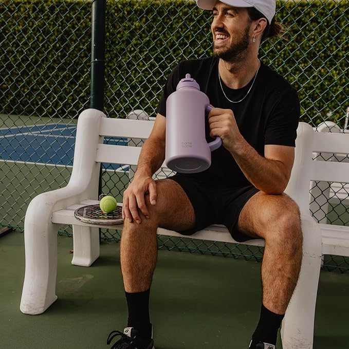 BOTTLE BOTTLE Insulated Water Bottle 64 oz with Straw and Dual-use Lid Stainless Steel Water Bottle with Handle Stainless Steel Jug for Workout Gym Soccer and More Sports purple