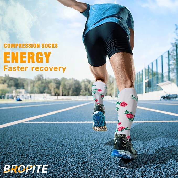 bropite Halloween Compression Socks for Women & Men-Pumpkin Ghost 6 Pairs 20-30mmhg Support Running Nurse Travel