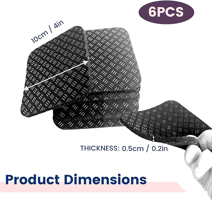 Non-Slip Walking Pad Mat, Treadmill Mat Pad for Carpet Hardwood Floors, Anti Vibration Exercise Equipment Mat for Under Treadmill & Exercise Bike Rowing Machine (6, Square, 4 x 4 x 0.2 inch)