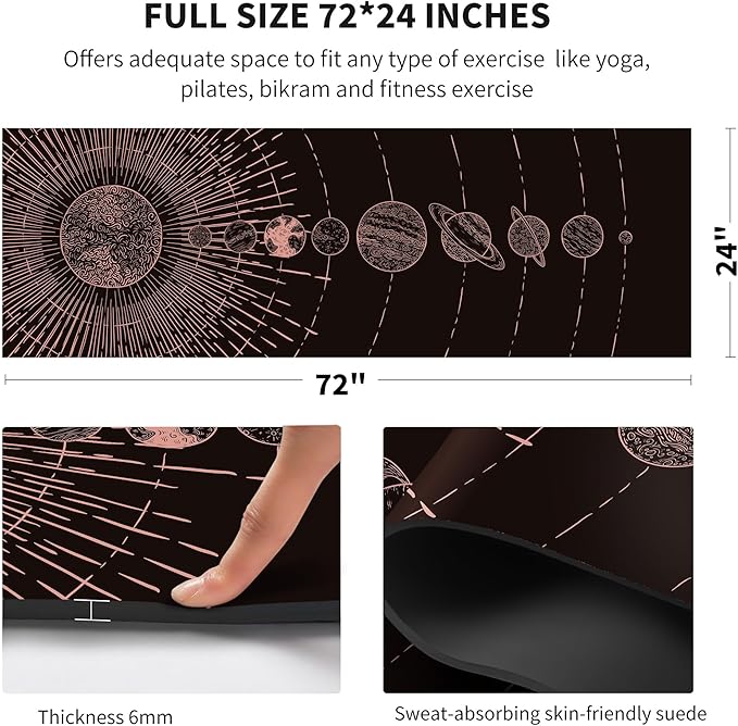 nuveti Yoga Mat Print Extra Thick TPE Non Slip Fitness Exercise Mat with Carrying Bag,72"x24" Extra Thick 6MM Exercise & Workout Mat for Yoga, Pilates Fitness and Floor Exercises